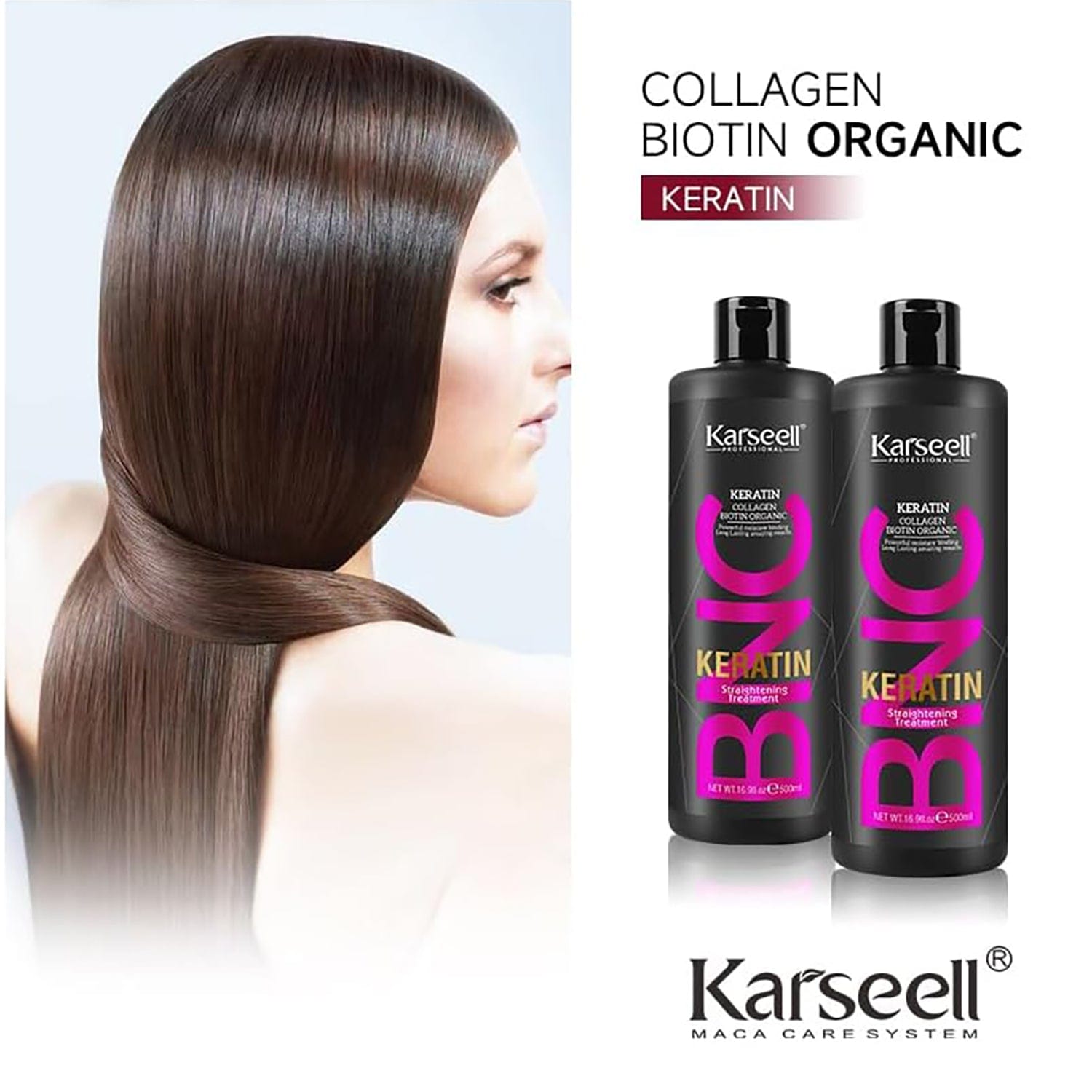 Karseell Brazilian Keratin Treatment Complex Blowout Collagen BIotin Organic Care 16.9 fl oz 500ml Hair Straightening Conditioner